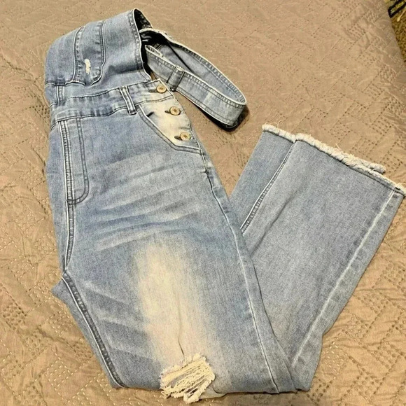 JEANS Women's Denim Overalls Jumpsuit Sz 29 Workwear Grunge Garden Boho - Picture 4 of 9